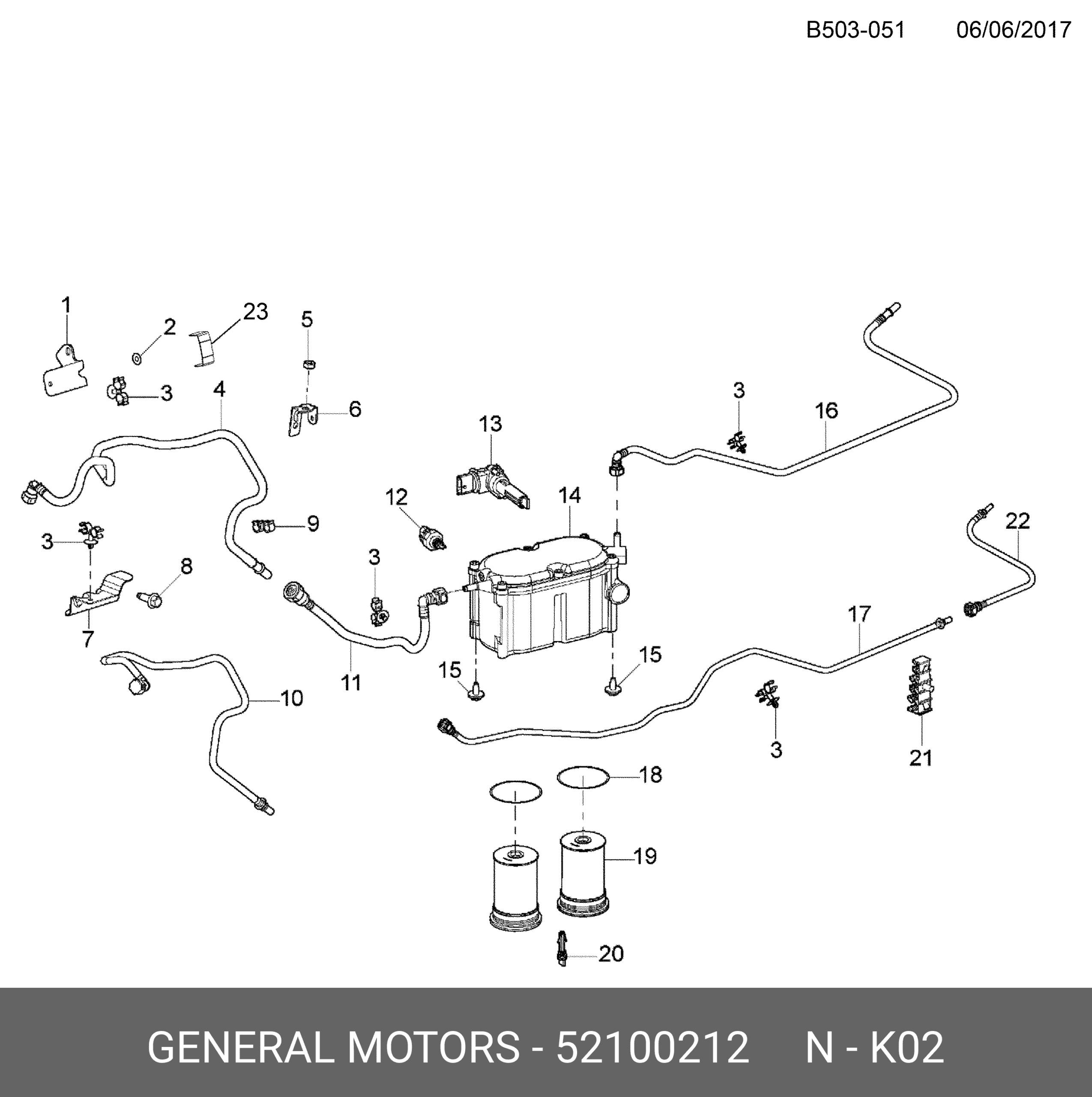 CHEVROLET TRAILBLAZER COLORADO FUEL FILTER KIT PART NO 52100212
